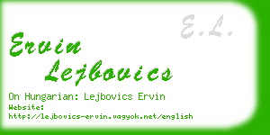 ervin lejbovics business card